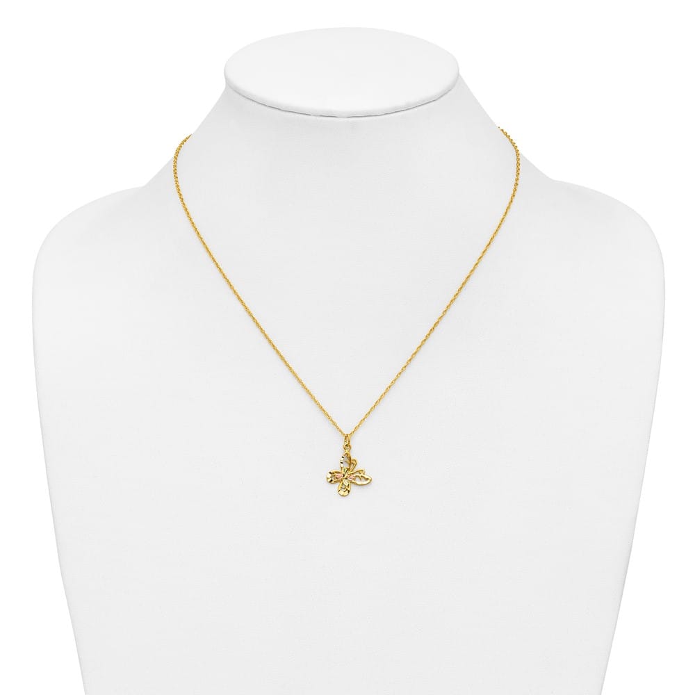10K Tri-Color Black Hills Gold Butterfly 18 inch Necklace