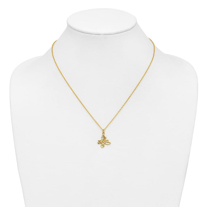 10K Tri-Color Black Hills Gold Butterfly 18 inch Necklace