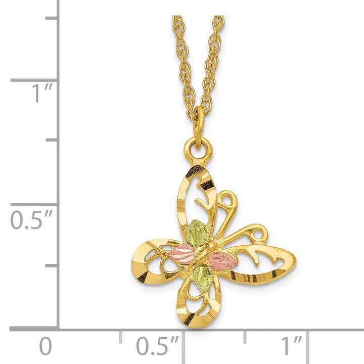 10K Tri-Color Black Hills Gold Butterfly 18 inch Necklace