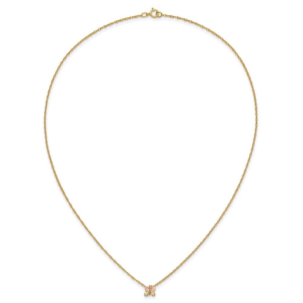 10K Tri-Color Black Hills Gold Butterfly 18 inch Necklace
