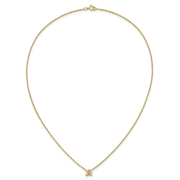 10K Tri-Color Black Hills Gold Butterfly 18 inch Necklace