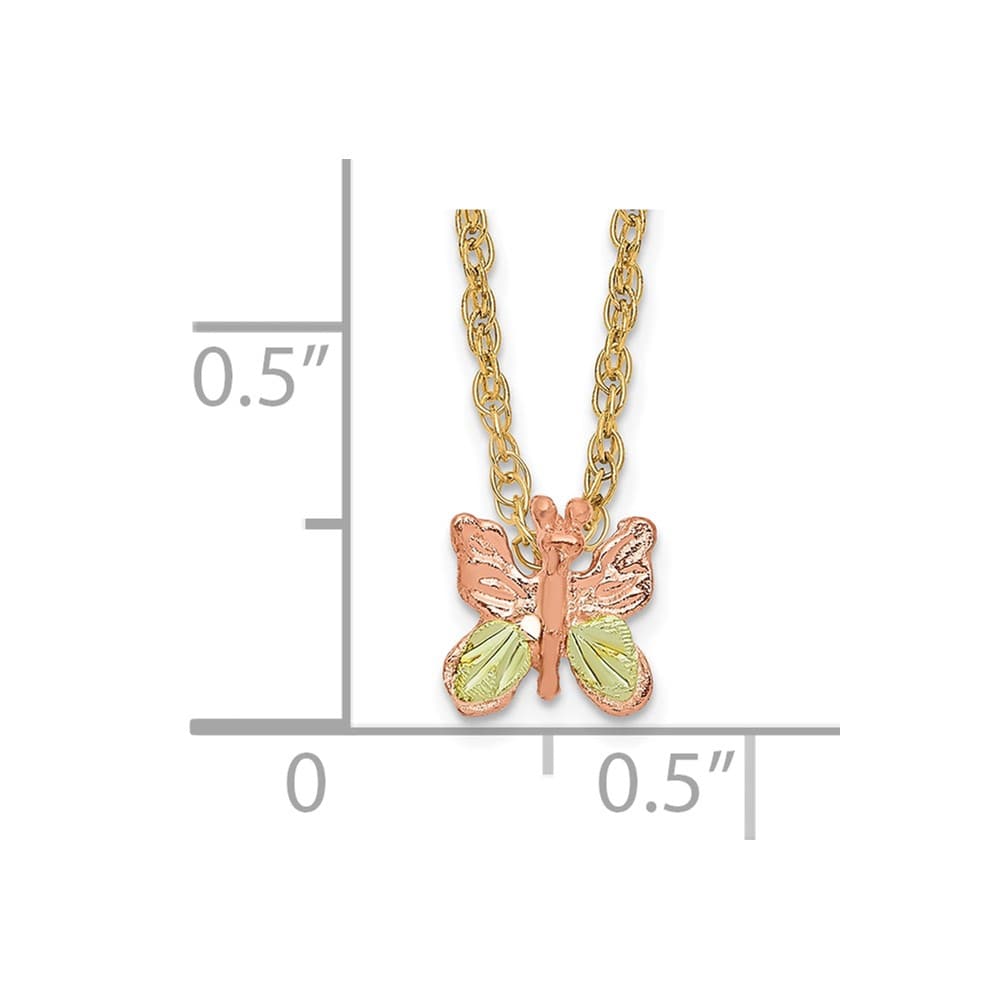10K Tri-Color Black Hills Gold Butterfly 18 inch Necklace