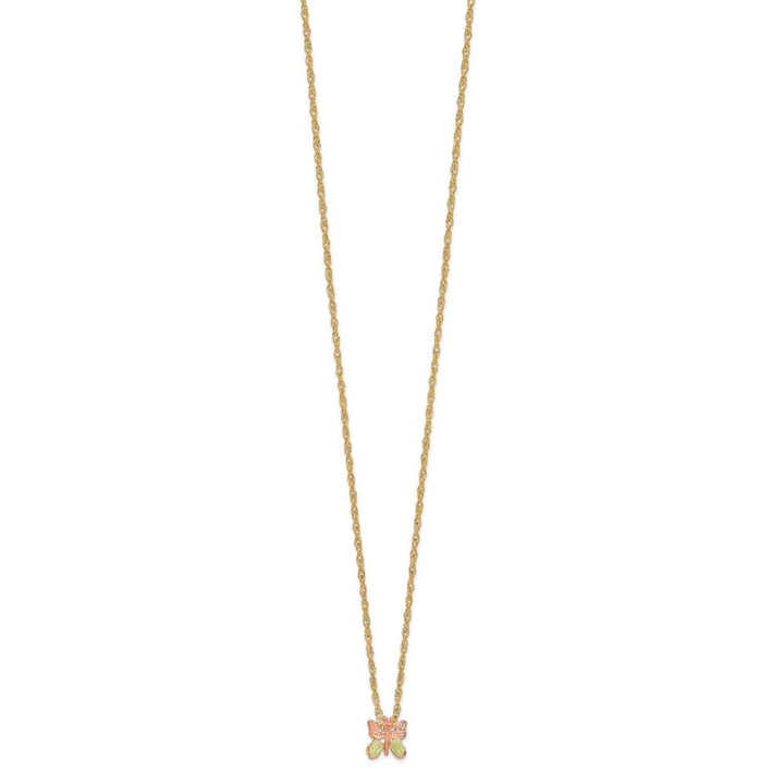 10K Tri-Color Black Hills Gold Butterfly 18 inch Necklace