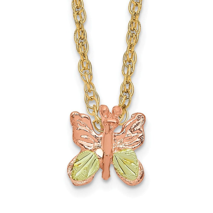 10K Tri-Color Black Hills Gold Butterfly 18 inch Necklace