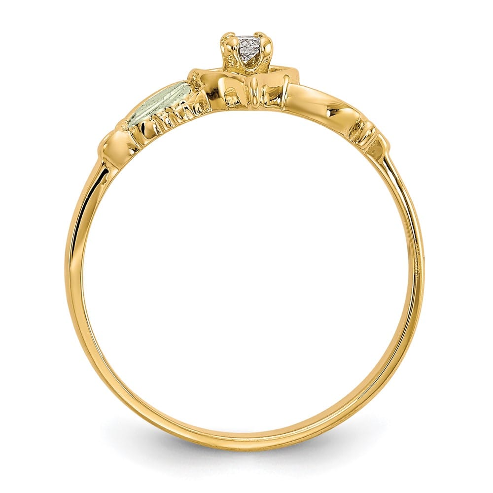 10K Tri-Color Black Hills Gold Diamond and Leaves Heart Ring
