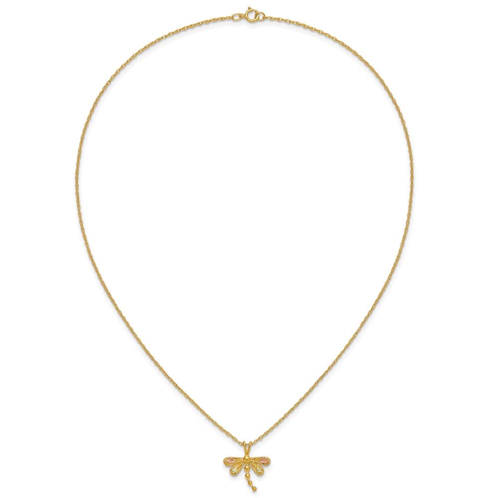 10K Tri-Color Black Hills Gold Dragonfly 18 inch Necklace