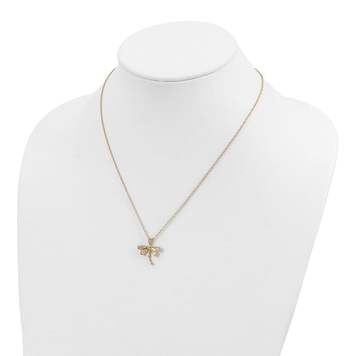 10K Tri-Color Black Hills Gold Dragonfly 18 inch Necklace