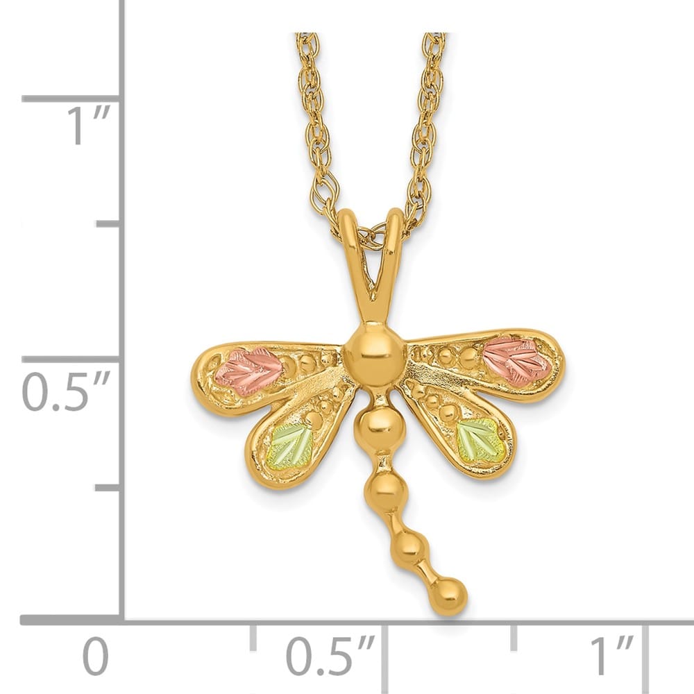 10K Tri-Color Black Hills Gold Dragonfly 18 inch Necklace