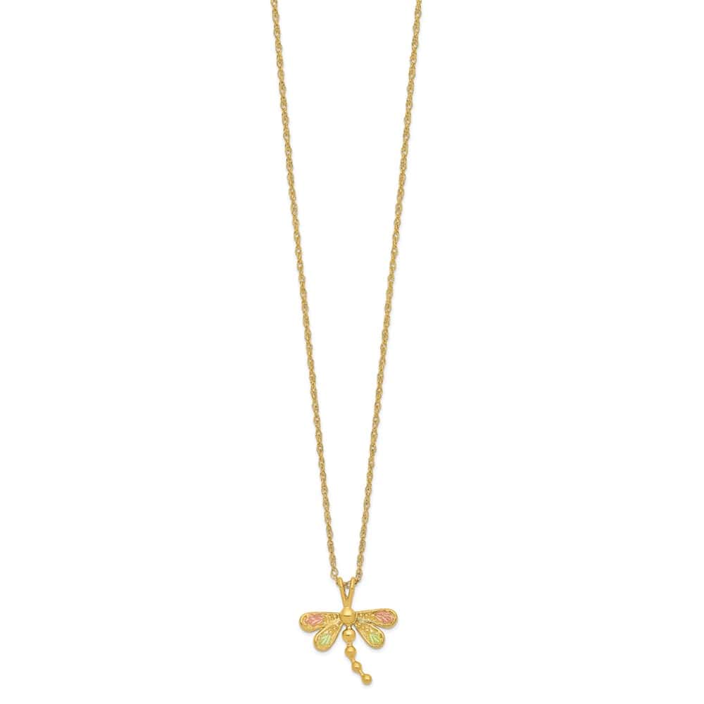 10K Tri-Color Black Hills Gold Dragonfly 18 inch Necklace