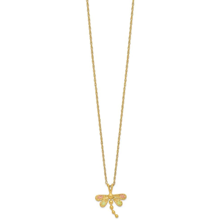 10K Tri-Color Black Hills Gold Dragonfly 18 inch Necklace