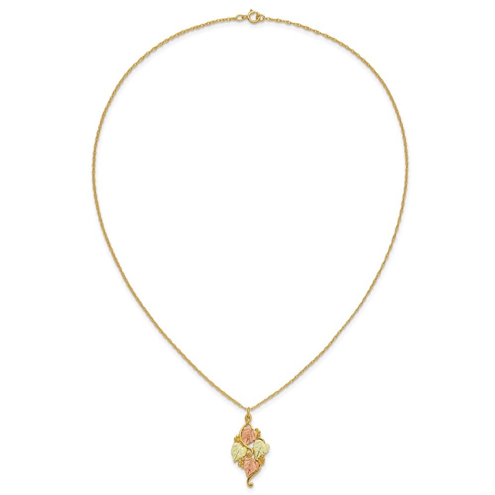 10K Tri-Color Black Hills Gold Grapes and Leaves 18 inch Necklace