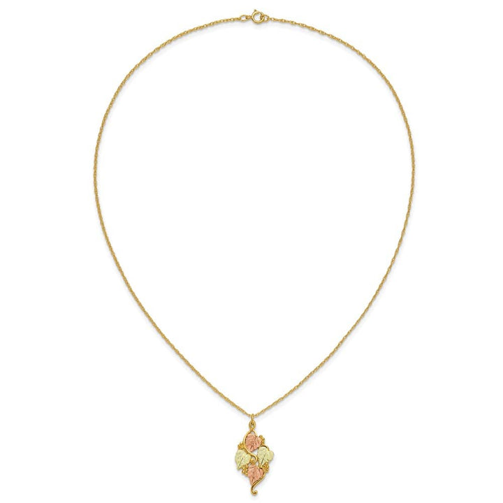 10K Tri-Color Black Hills Gold Grapes and Leaves 18 inch Necklace