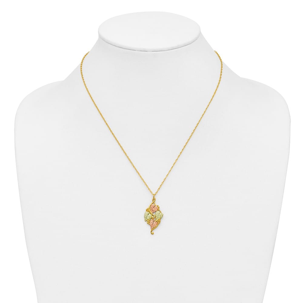 10K Tri-Color Black Hills Gold Grapes and Leaves 18 inch Necklace