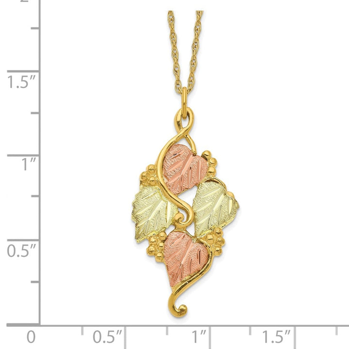 10K Tri-Color Black Hills Gold Grapes and Leaves 18 inch Necklace