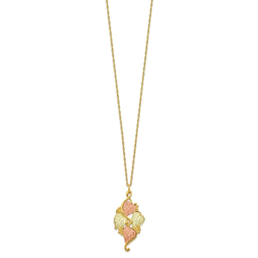 10K Tri-Color Black Hills Gold Grapes and Leaves 18 inch Necklace