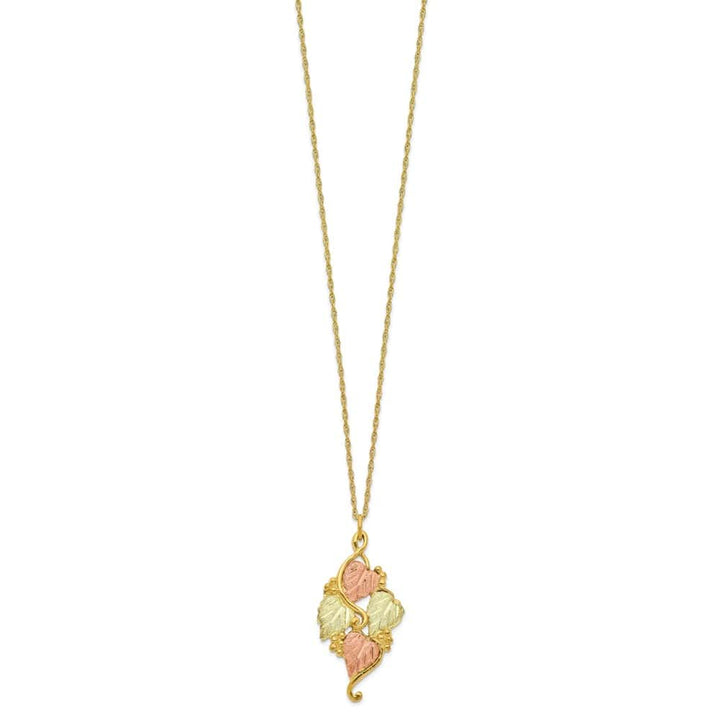 10K Tri-Color Black Hills Gold Grapes and Leaves 18 inch Necklace