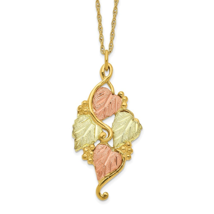 10K Tri-Color Black Hills Gold Grapes and Leaves 18 inch Necklace