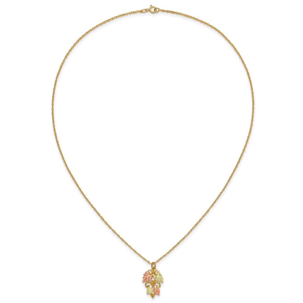 10K Tri-Color Black Hills Gold Grapes and Leaves 18 inch Necklace