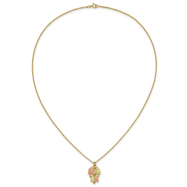 10K Tri-Color Black Hills Gold Grapes and Leaves 18 inch Necklace