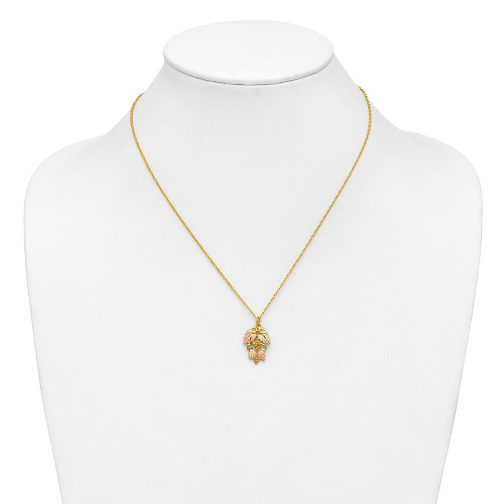 10K Tri-Color Black Hills Gold Grapes and Leaves 18 inch Necklace