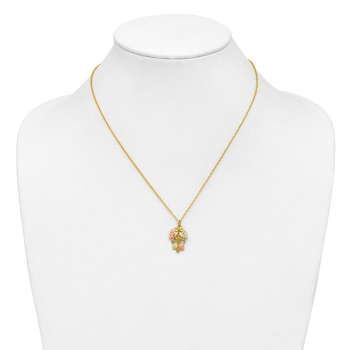 10K Tri-Color Black Hills Gold Grapes and Leaves 18 inch Necklace