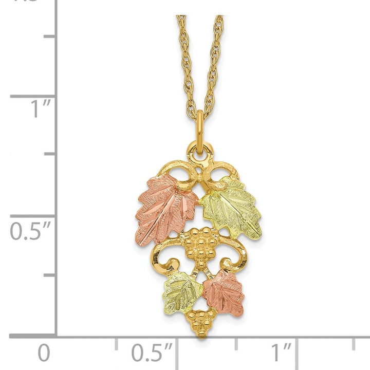 10K Tri-Color Black Hills Gold Grapes and Leaves 18 inch Necklace