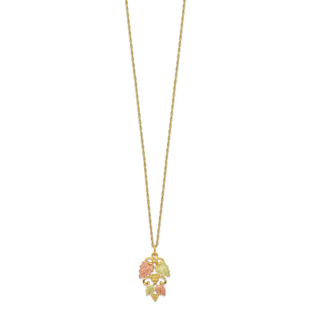 10K Tri-Color Black Hills Gold Grapes and Leaves 18 inch Necklace