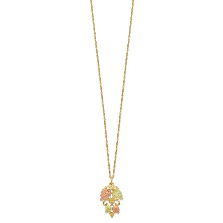 10K Tri-Color Black Hills Gold Grapes and Leaves 18 inch Necklace
