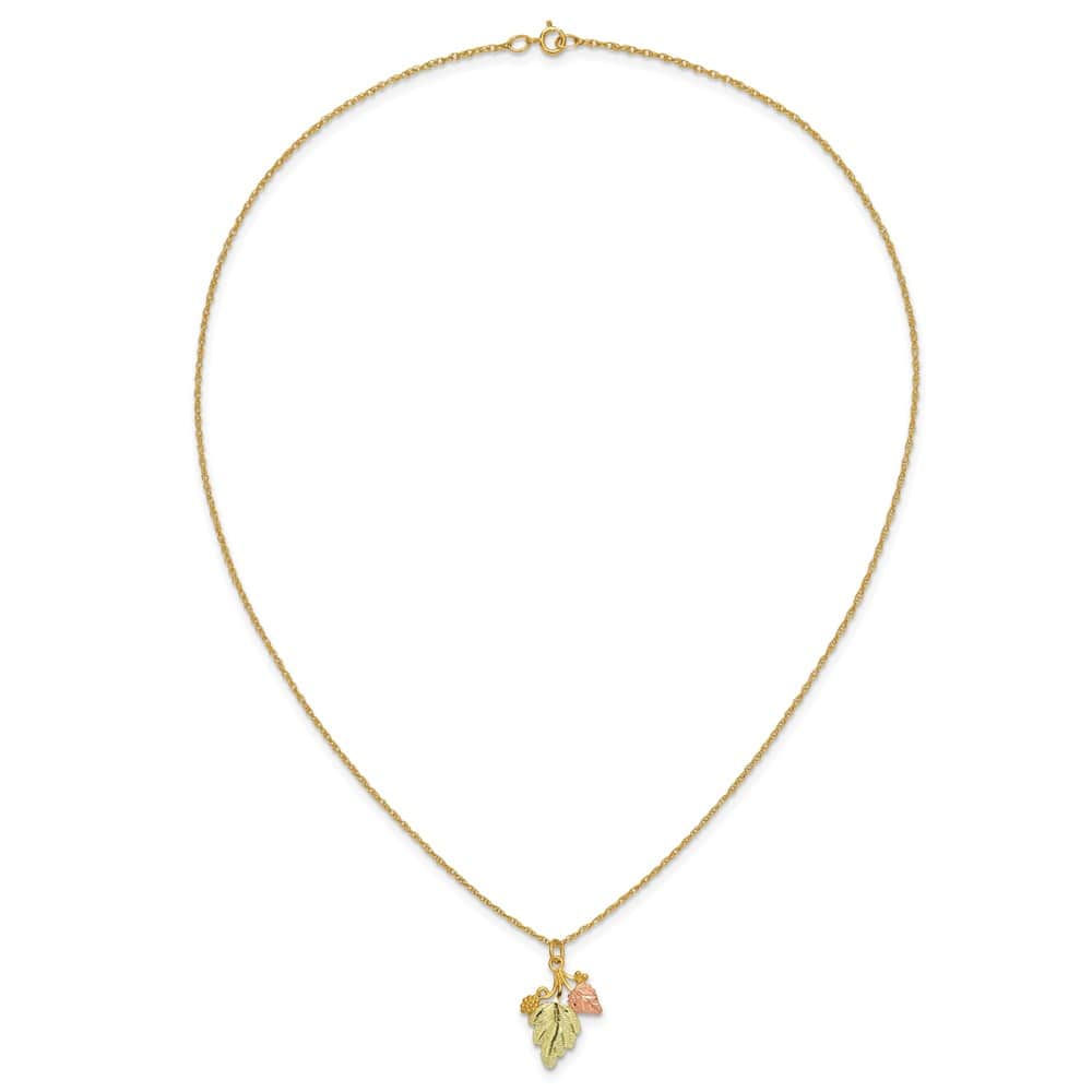 10K Tri-Color Black Hills Gold Grapes and Leaves 18 inch Necklace
