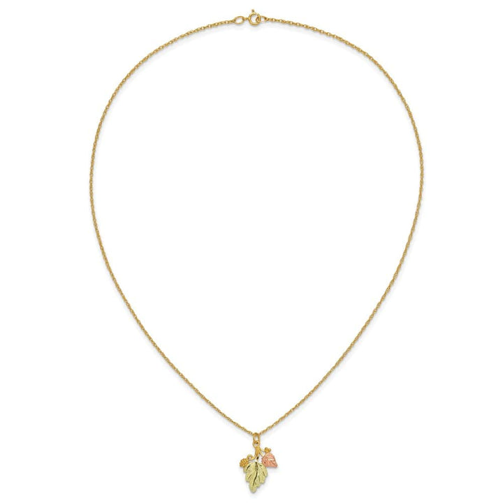 10K Tri-Color Black Hills Gold Grapes and Leaves 18 inch Necklace