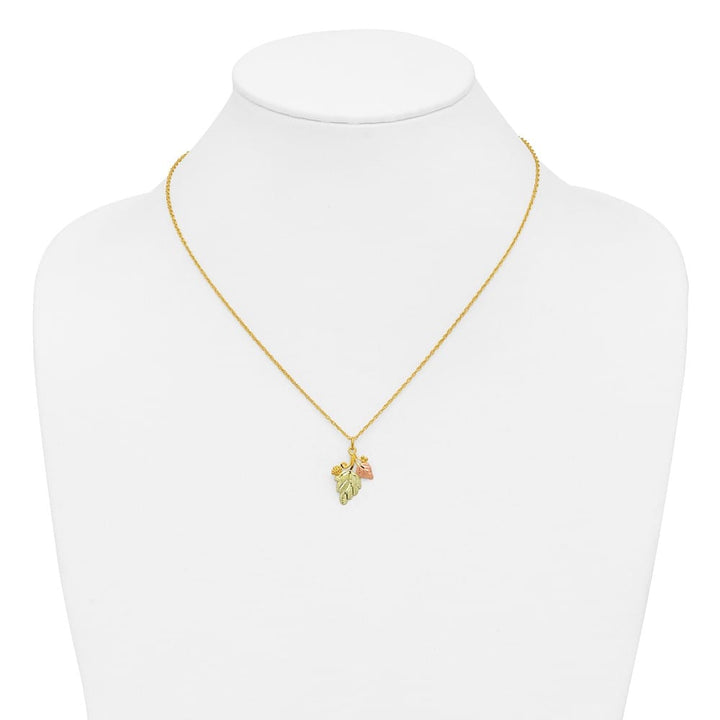 10K Tri-Color Black Hills Gold Grapes and Leaves 18 inch Necklace