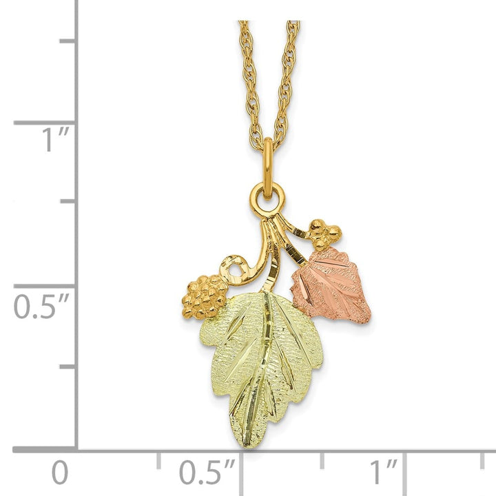 10K Tri-Color Black Hills Gold Grapes and Leaves 18 inch Necklace
