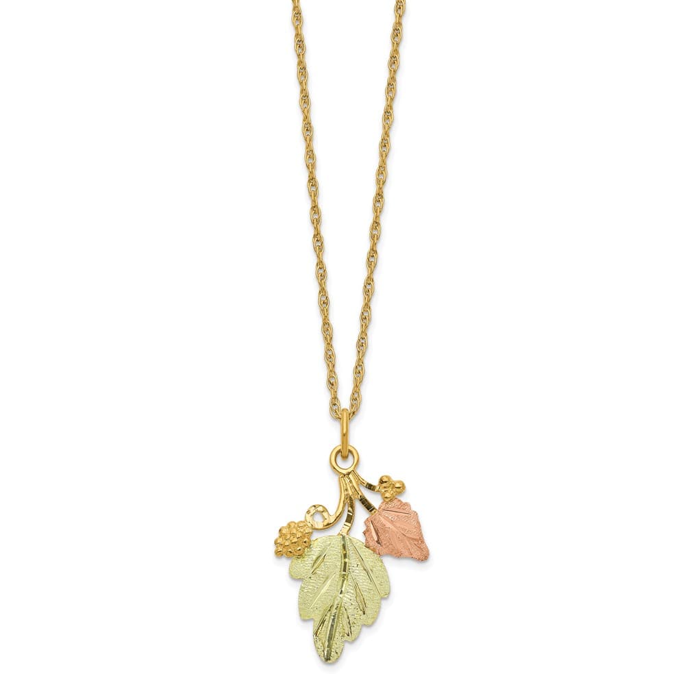 10K Tri-Color Black Hills Gold Grapes and Leaves 18 inch Necklace