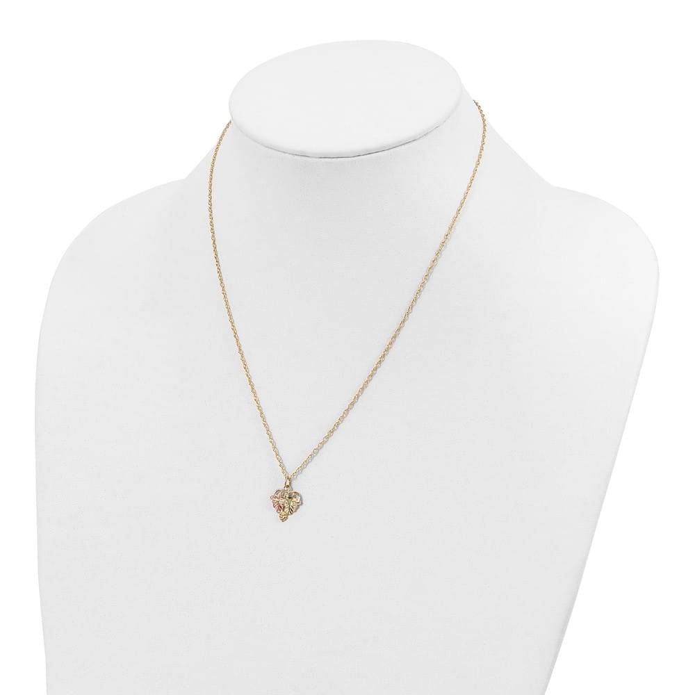 10K Tri-Color Black Hills Gold Grapes and Leaves 18 inch Necklace