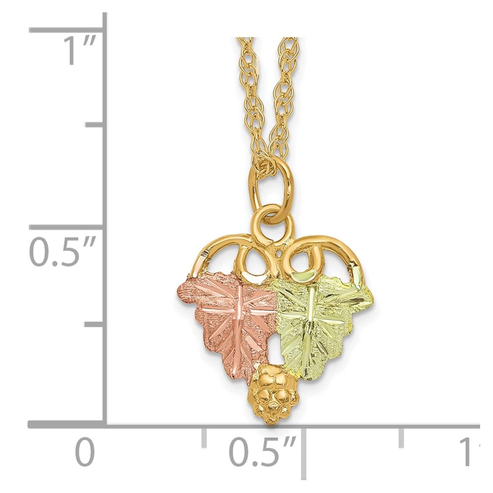 10K Tri-Color Black Hills Gold Grapes and Leaves 18 inch Necklace