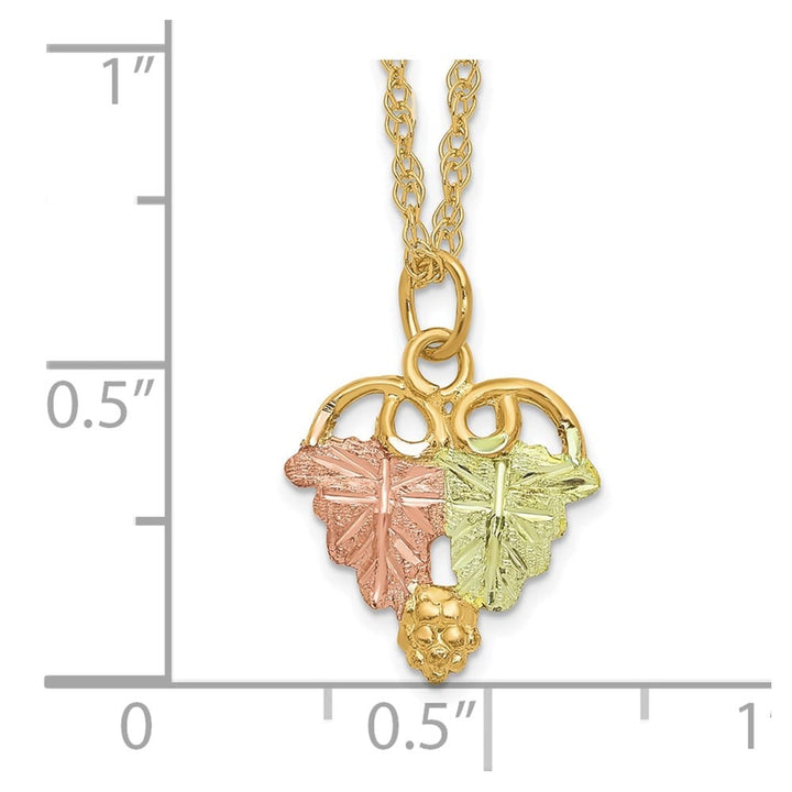 10K Tri-Color Black Hills Gold Grapes and Leaves 18 inch Necklace