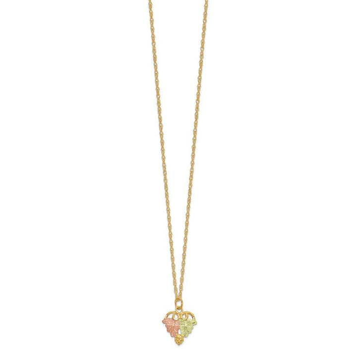 10K Tri-Color Black Hills Gold Grapes and Leaves 18 inch Necklace