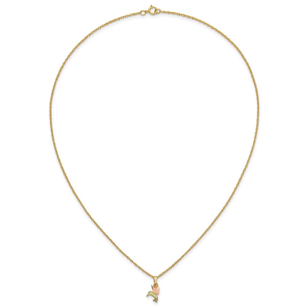 10K Tri-Color Black Hills Gold Hummingbird 18 inch Necklace