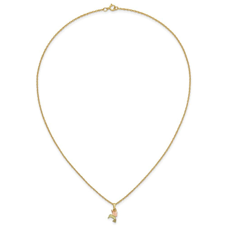 10K Tri-Color Black Hills Gold Hummingbird 18 inch Necklace
