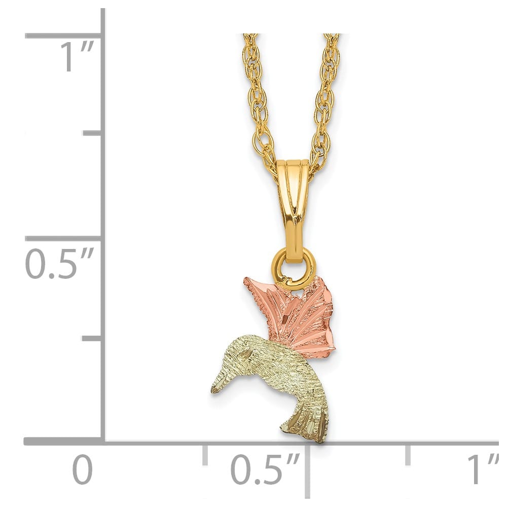 10K Tri-Color Black Hills Gold Hummingbird 18 inch Necklace