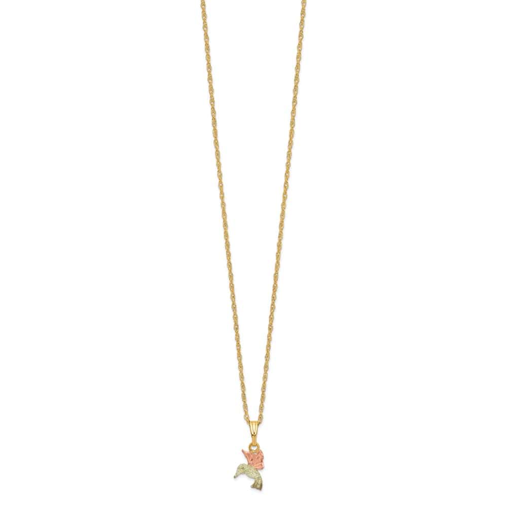 10K Tri-Color Black Hills Gold Hummingbird 18 inch Necklace