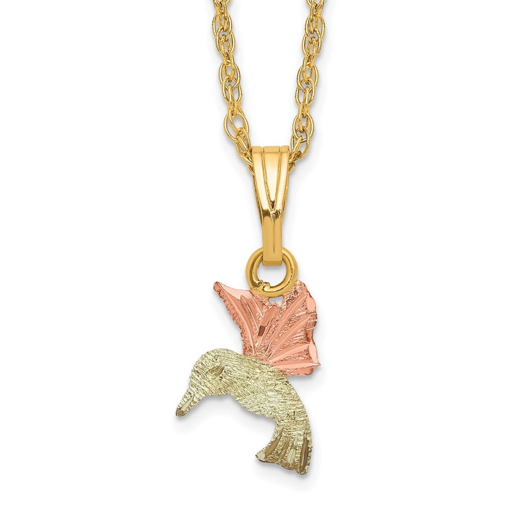 10K Tri-Color Black Hills Gold Hummingbird 18 inch Necklace