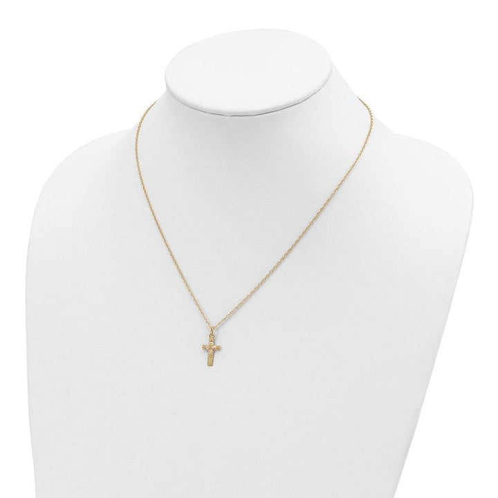 10K Tri-Color Black Hills Gold Leaves on Cross 18 inch Necklace