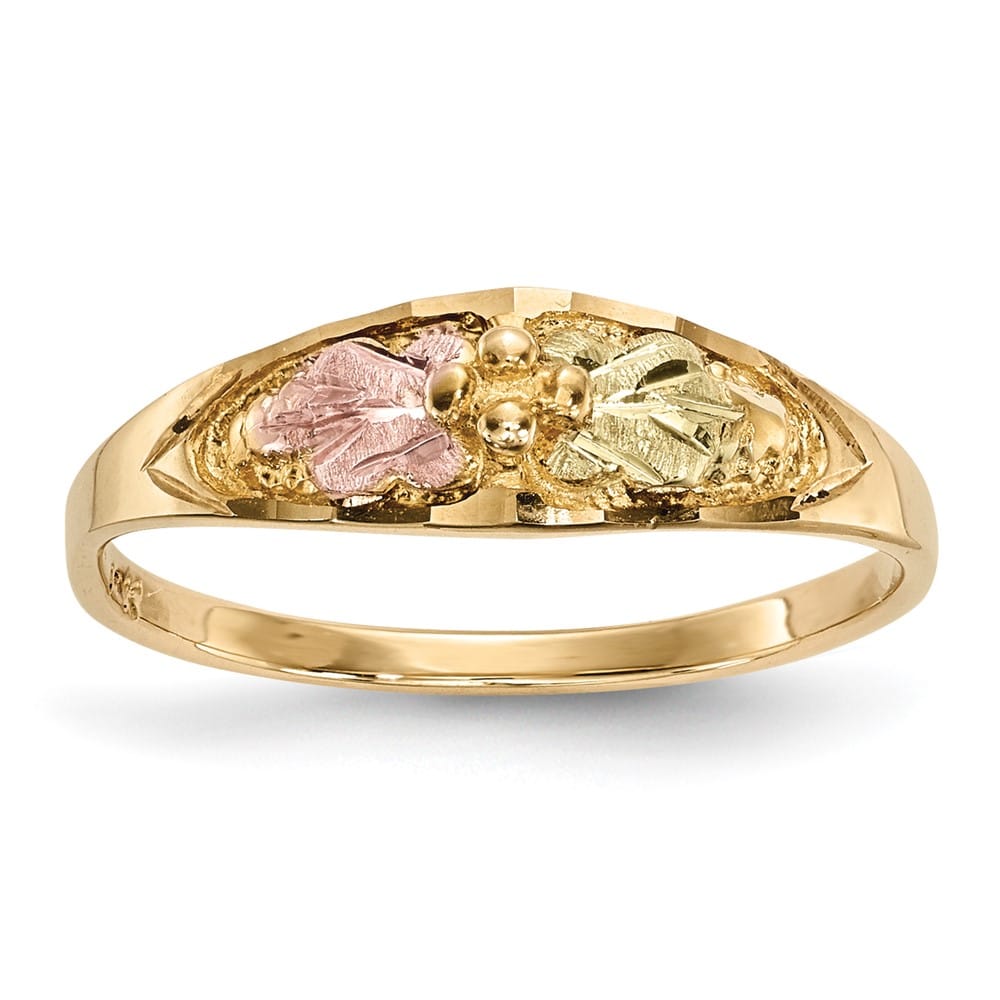 10K Tri-Color Black Hills Gold Leaves Ring