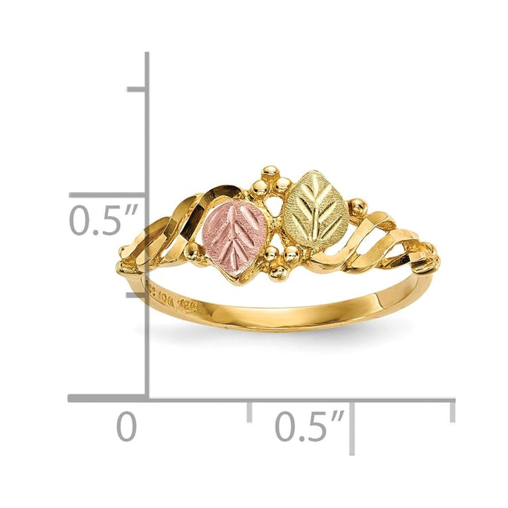 10K Tri-Color Black Hills Gold Leaves Twist Ring