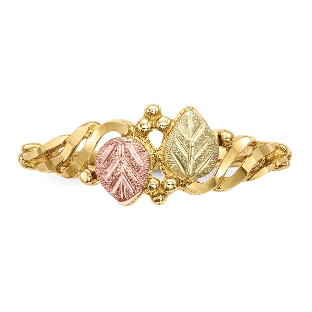 10K Tri-Color Black Hills Gold Leaves Twist Ring