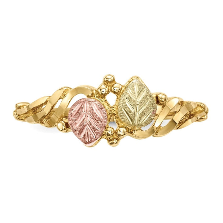 10K Tri-Color Black Hills Gold Leaves Twist Ring