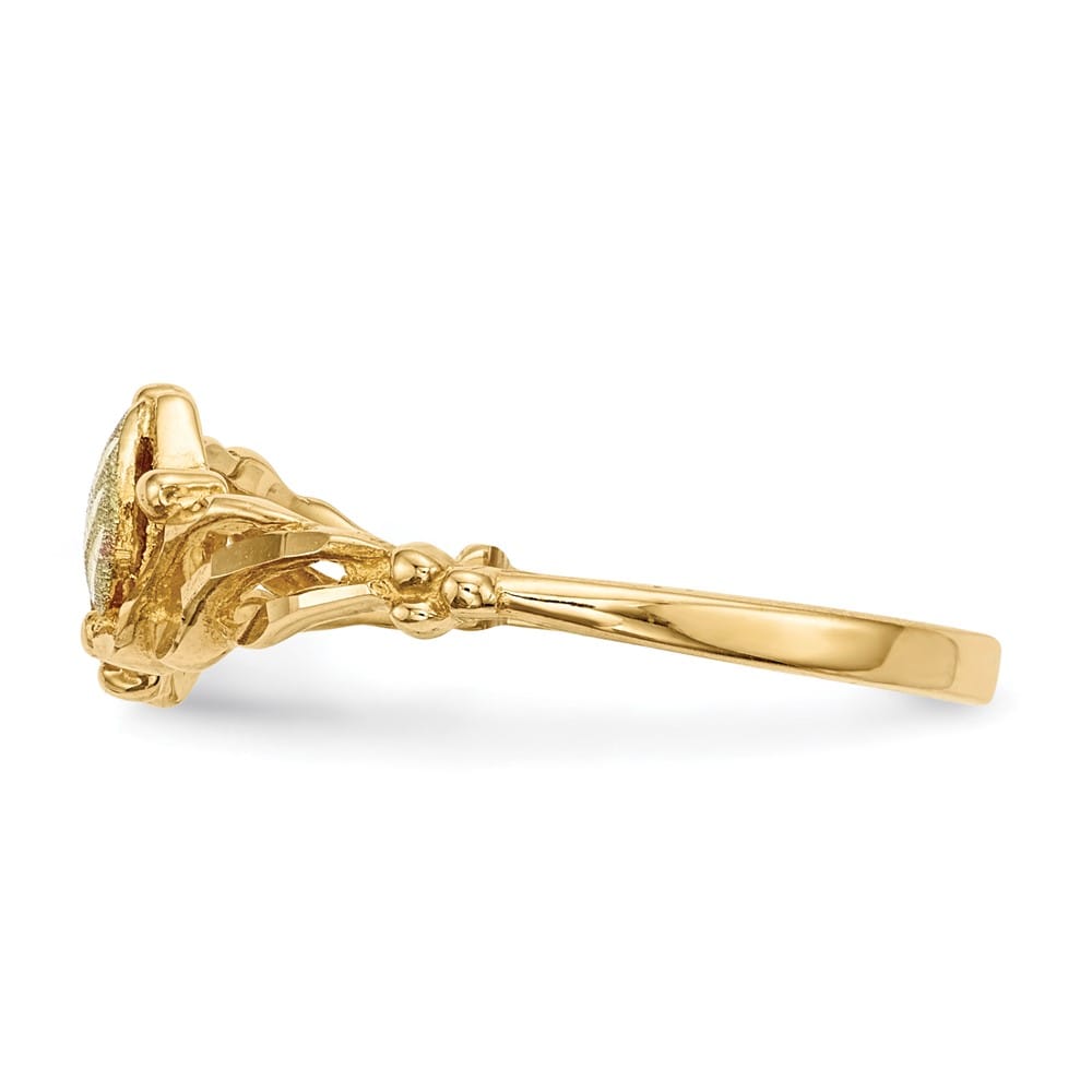 10K Tri-Color Black Hills Gold Leaves Twist Ring
