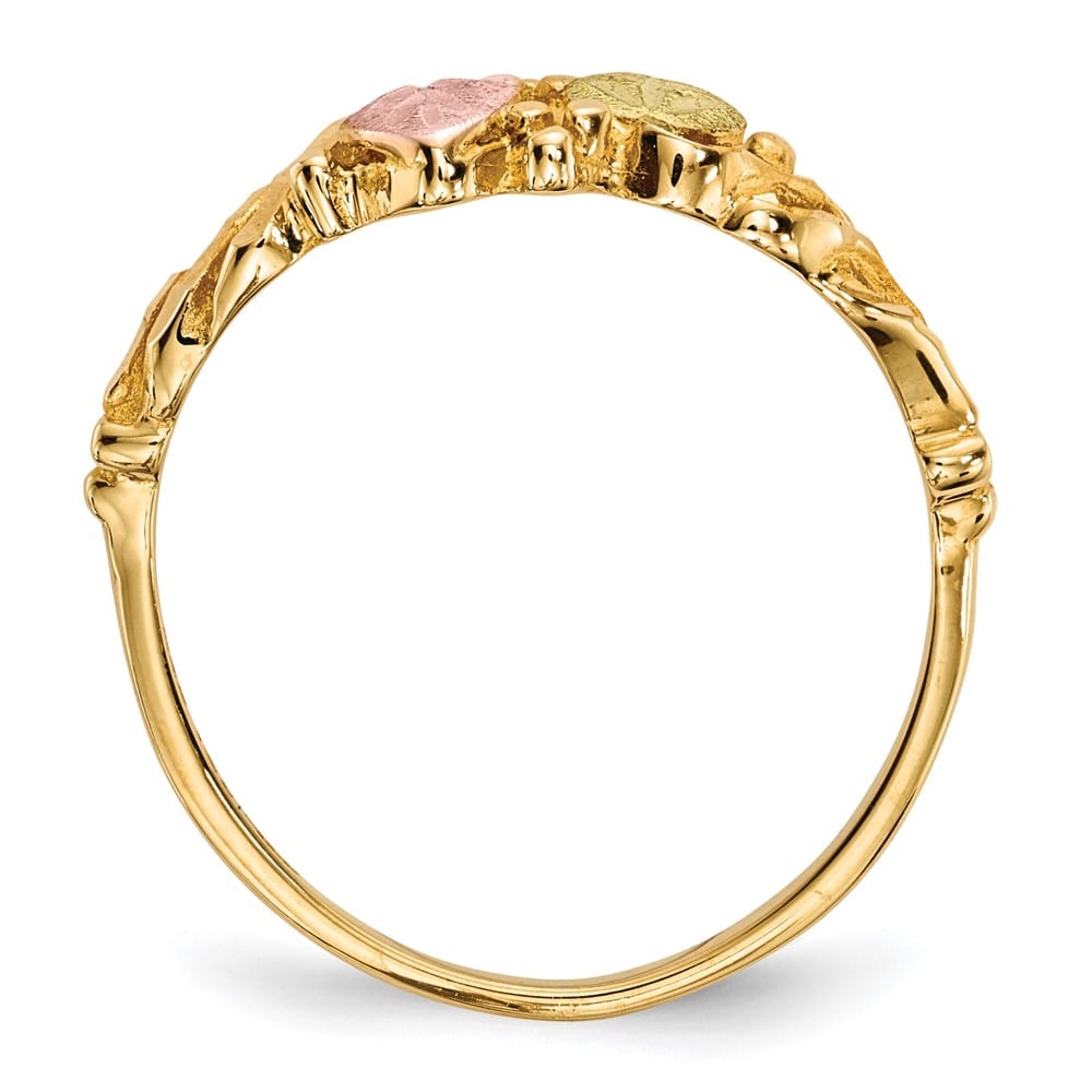10K Tri-Color Black Hills Gold Leaves Twist Ring