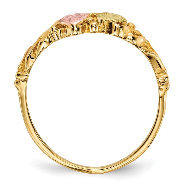 10K Tri-Color Black Hills Gold Leaves Twist Ring